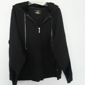 Venezia Sport Black Cotton & Velour Hoodie Jacket